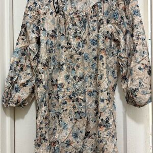 H&M Blue and Orange Floral Blouse